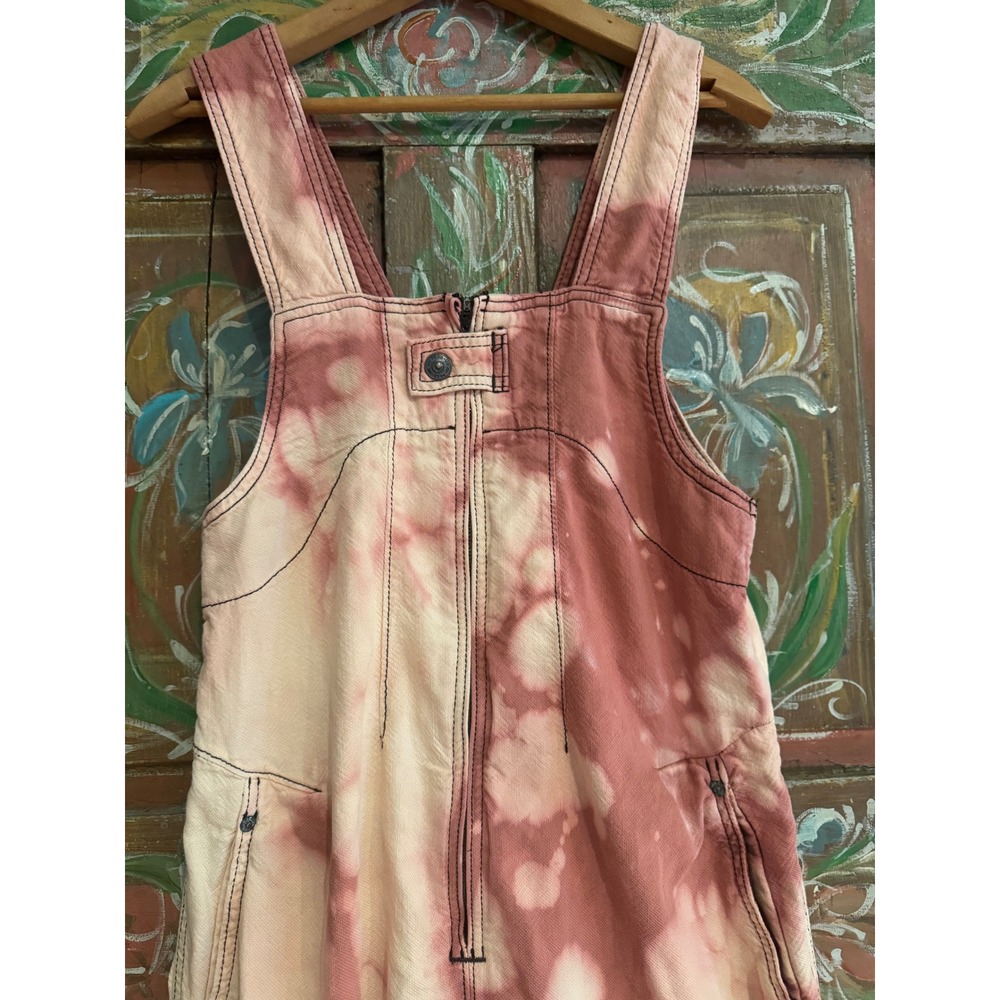 Upcycled Angel Jumpsuit XS Free People Pink Hand Distressed Cotton - Picture 6 of 7